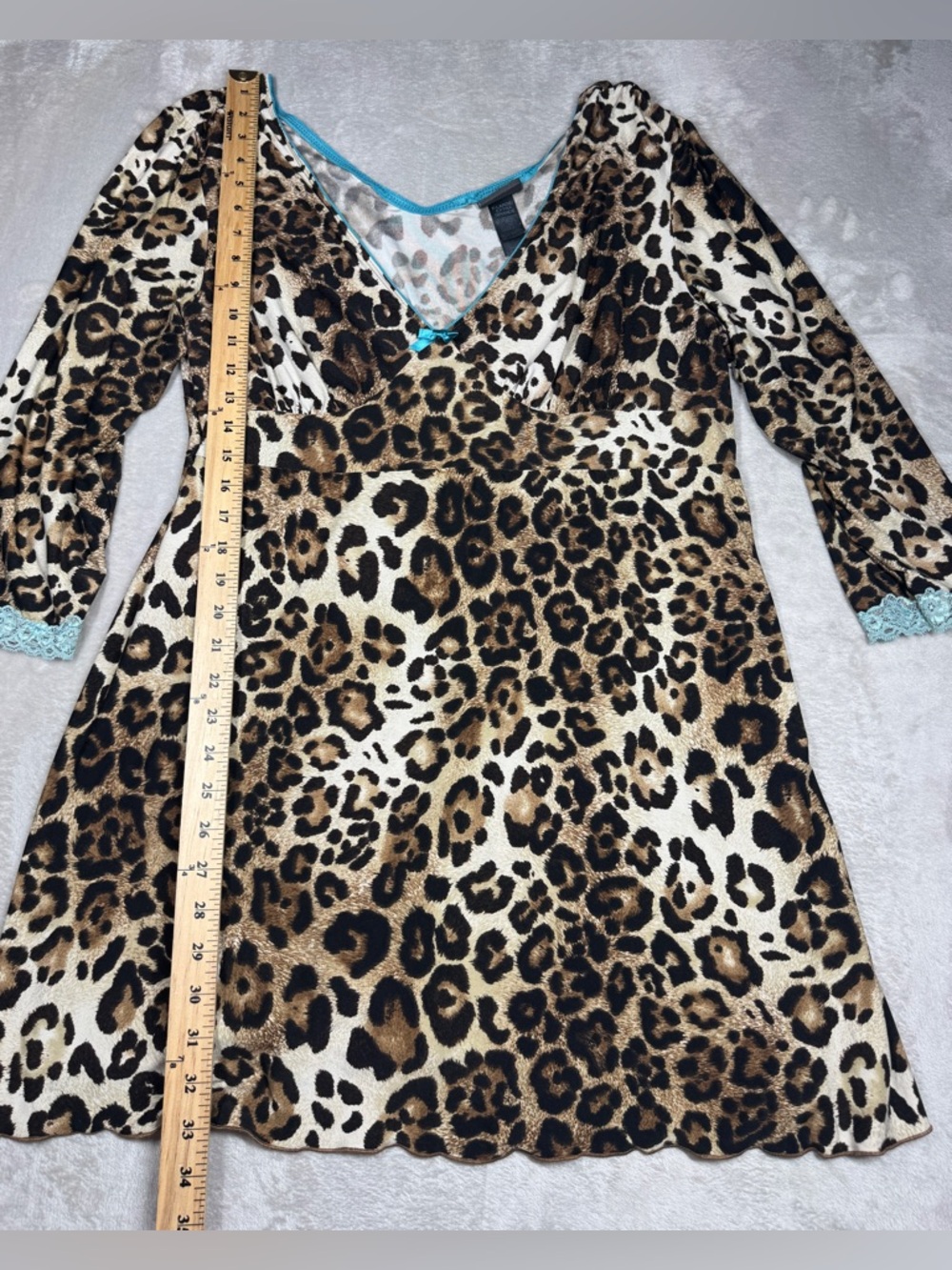 Bisou Bisou Intimates Babydoll Leopard Animal Print Mini Nightgown Dress Size XL - Picture 6 of 16